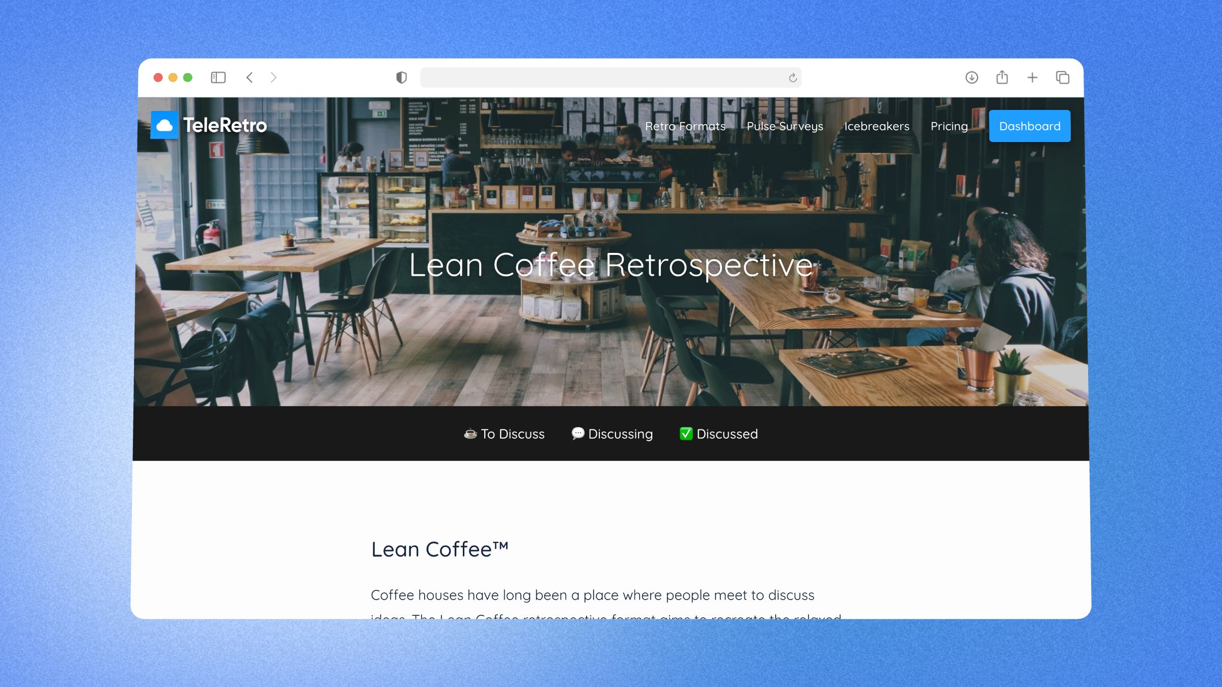 Lean Coffee - retrospetive template